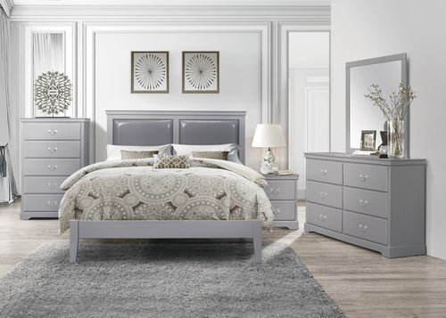 Grey Full Size Bed, Dresser, Mirror & Nightstand - 44948