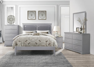 Grey Full Size Bed, Dresser, Mirror & Nightstand - 44948