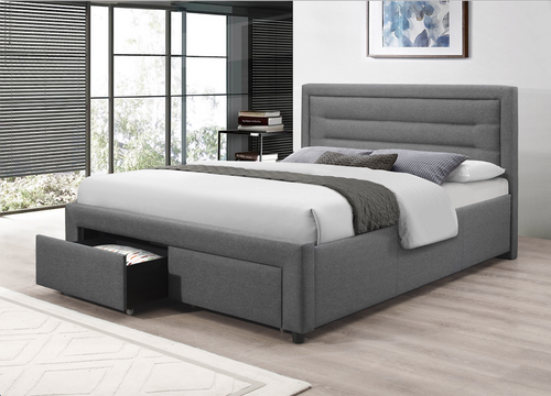 Grey Fabric Queen Bed with Storage - 43927