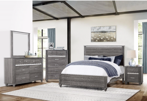 Grey Gaston Queen Size Bed, Dresser, Mirror & Nightstand - 44808